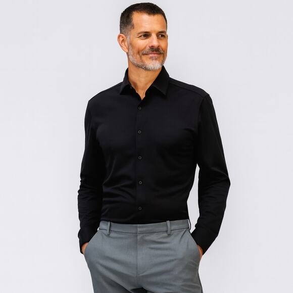MINISTRY OF SUPPLY Apollo Black Button Up Shirt Slim Fit Size S Slim Performance - Picture 1 of 6